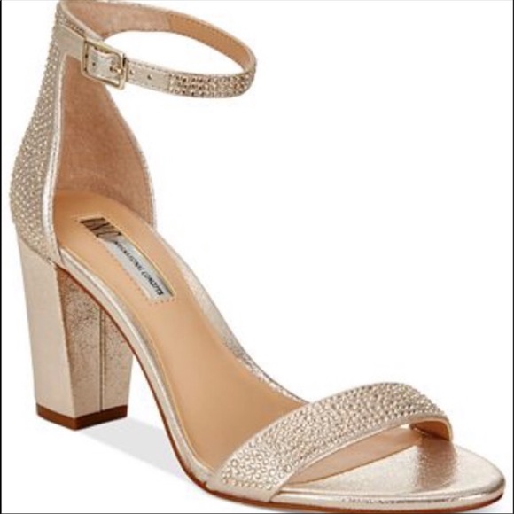 INC International Concepts Shoes - I.N.C. Kivah Two-Piece Sandals Metallic Block Heel